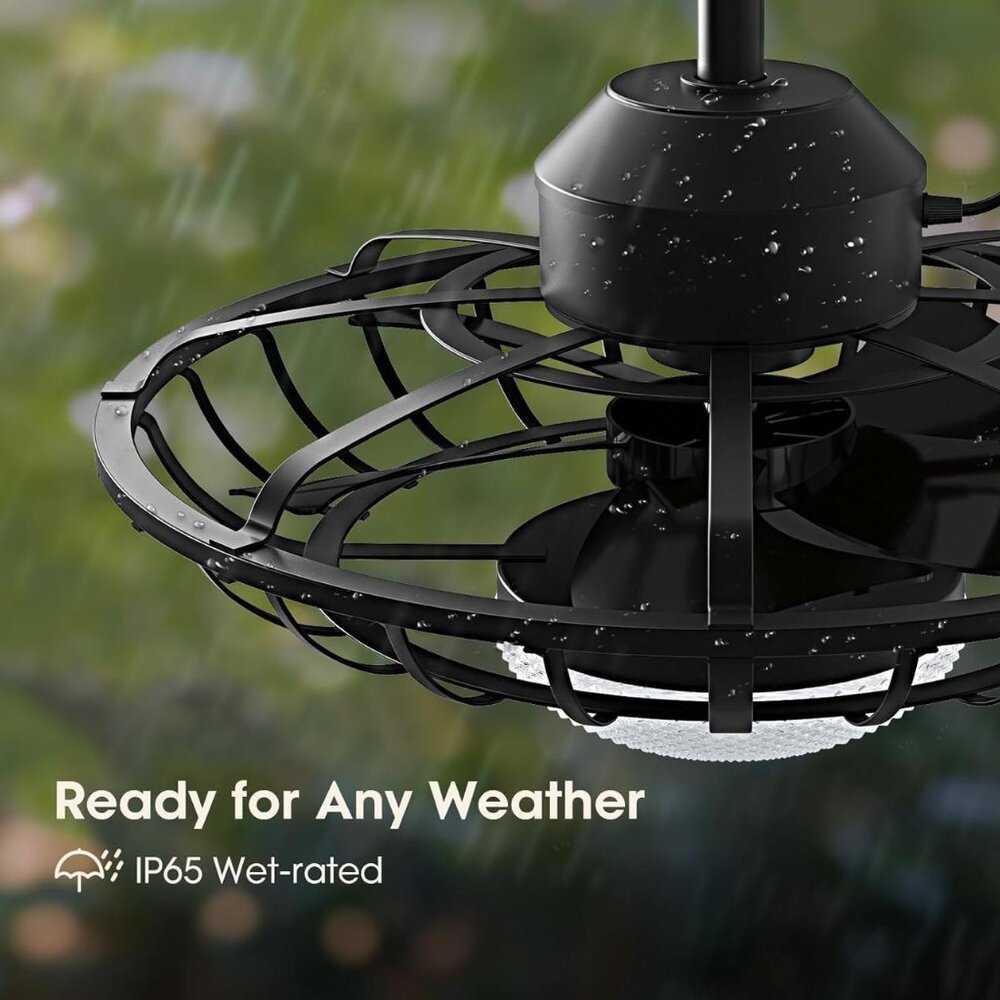 20" Outdoor Ceiling Fan with Light Caged Ceiling Fan 3CCT - Picture 7 of 11